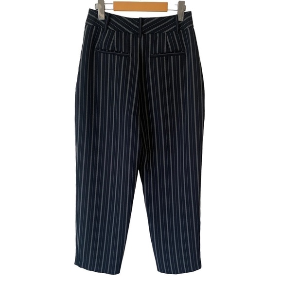 Aritzia Wilfred Tie Front Crop High Waist Pinstripe Black White Women’s 8 - Picture 6 of 10